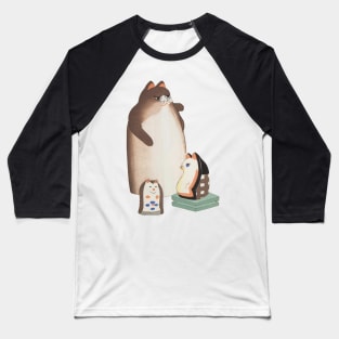 Cute Japanese Cat Family kawaii Kokeshi Baseball T-Shirt